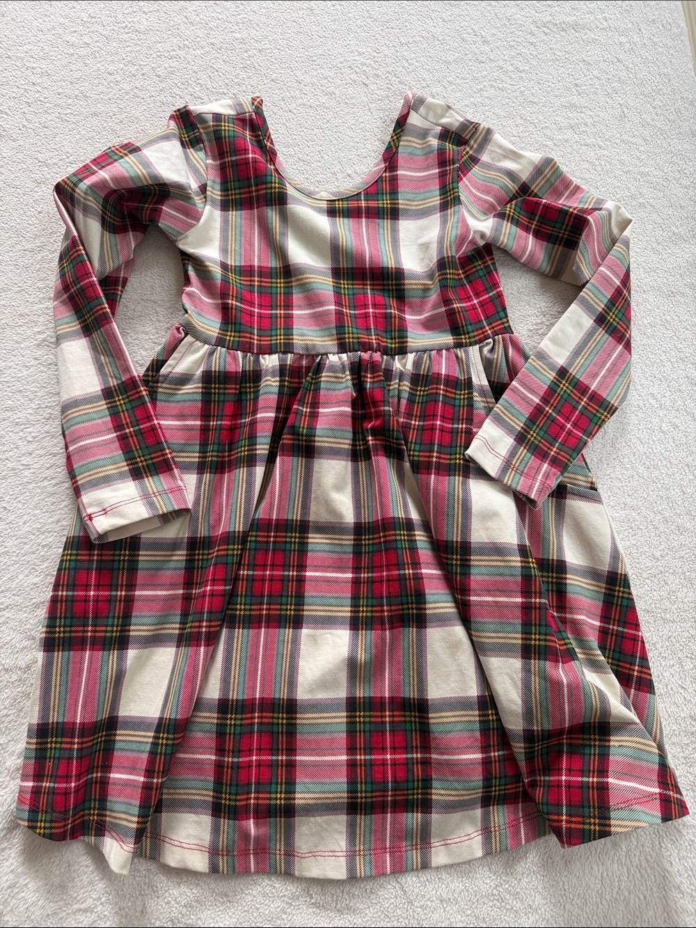 Hanna Andersson Red & Cream Plaid Long-Sleeve Dress